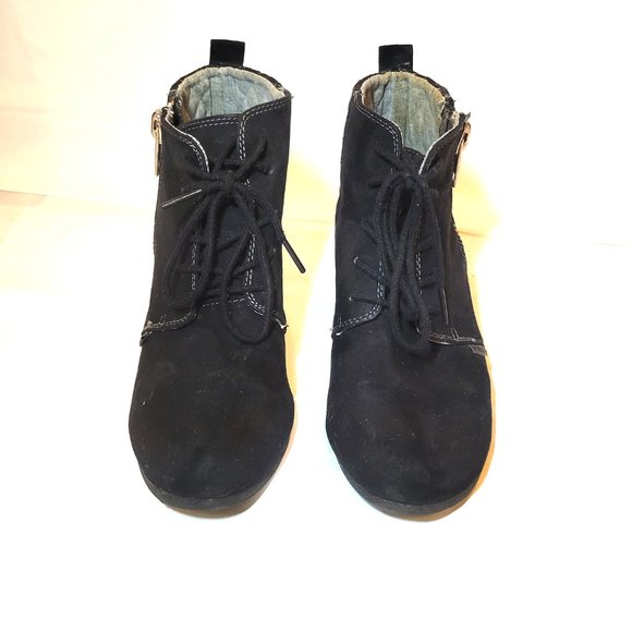 ✨💕Bongo Kedzie Black Faux Suede Ankle Boots Booties Zipper Side 6.5 - Picture 3 of 9